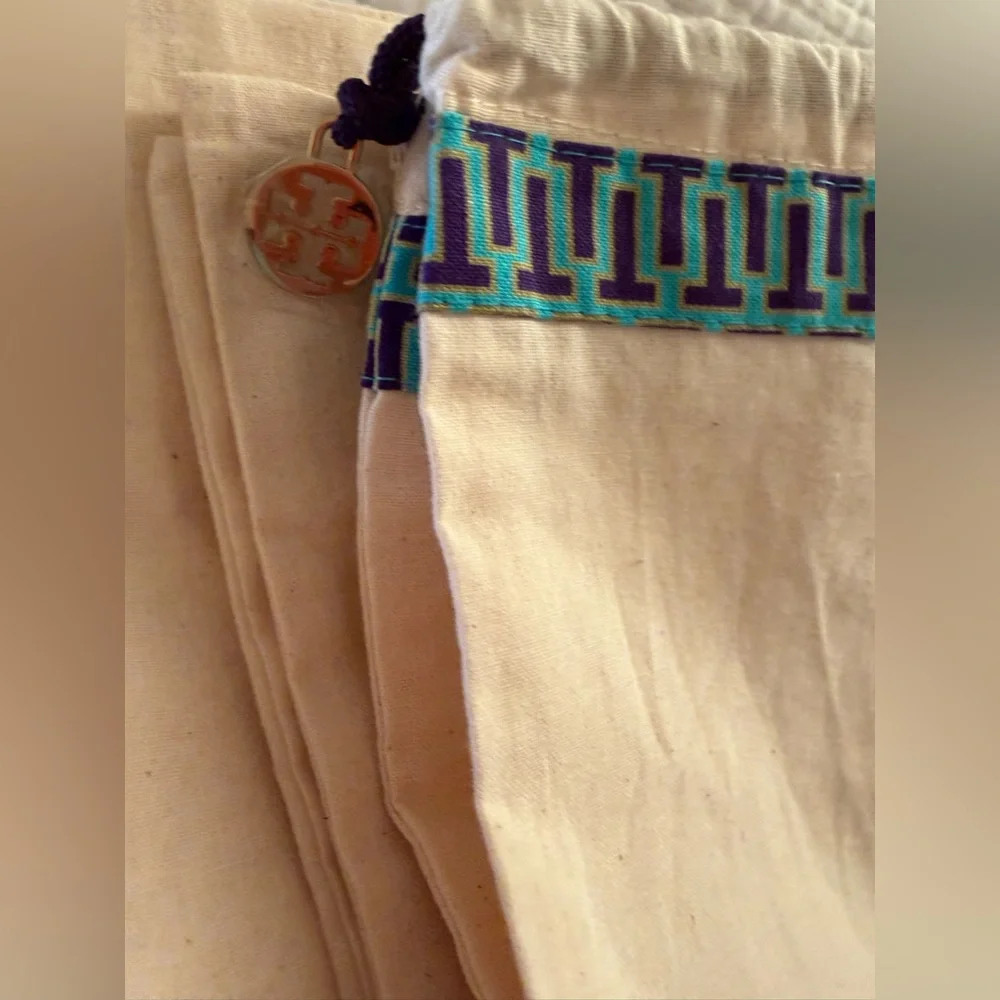 Tory Burch Cream and Blue Accessory dust Pouch